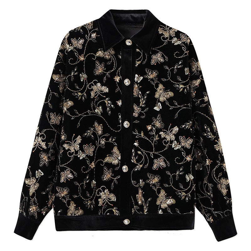 Yailla New Versatile Autumn/Winter Retro-Style High-End Chinese-Style Top Elegant and Sophisticated New Chinese-Style Applied Embroidery Heavy-Duty Long-Sleeved Cotton Coat for Women Niche Design Tang Coat Suit - Image 1